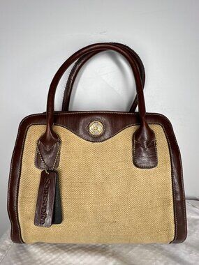 Vintage Samsonite Womens Handbag Raffia Leather Trim